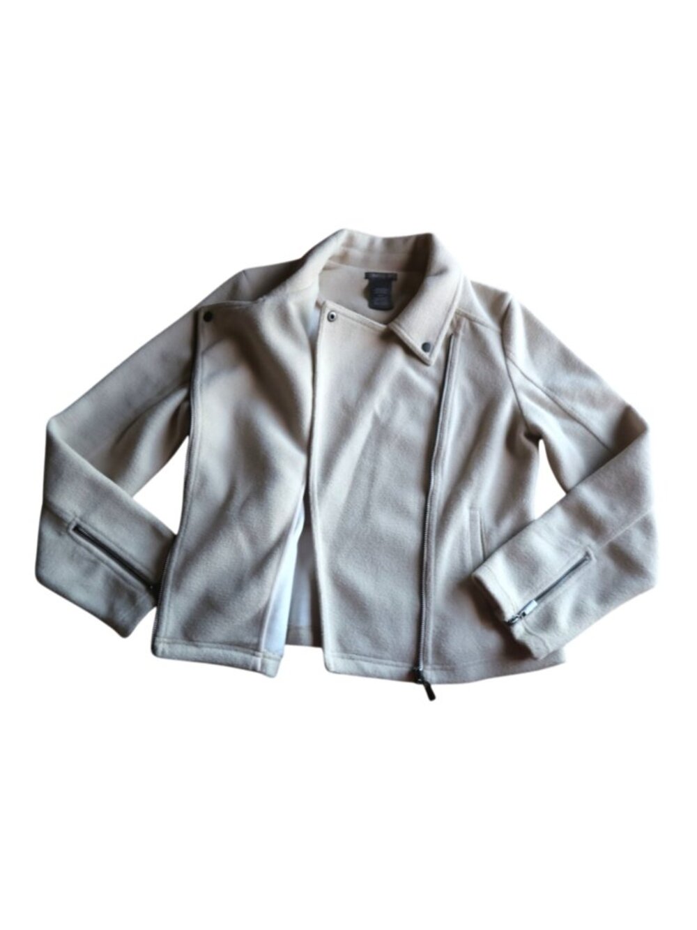 Matty M Soft Moto Jacket Cream Beige Zip Front Size L Minimalist Clean Girl EUC - Picture 8 of 11